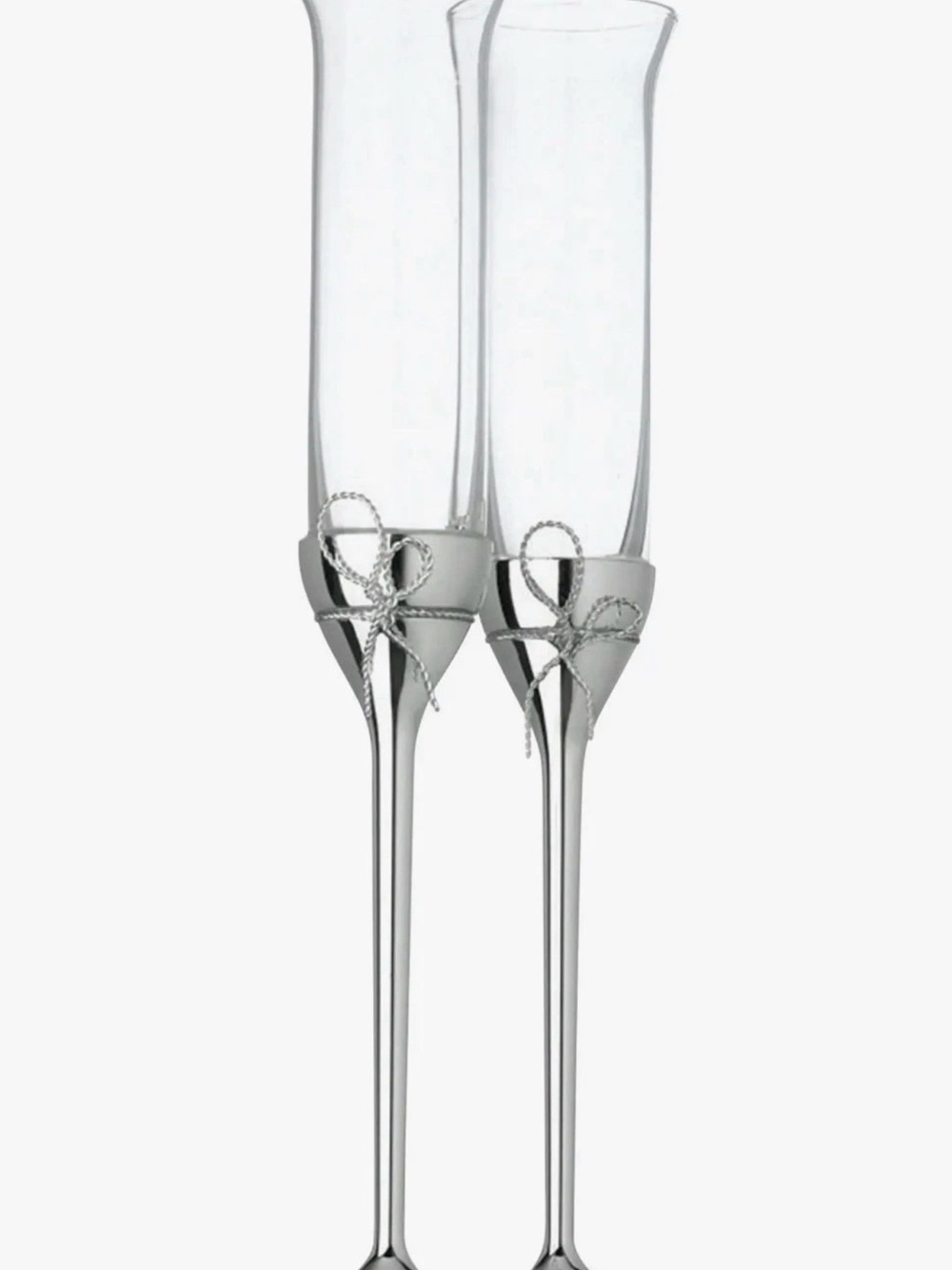 Vera Wang Silver-Tone Bow Stem Champagne Flutes - Pair